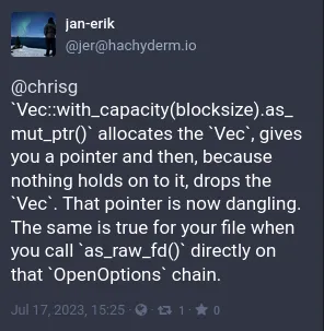 Mastodon post from user jan-erik explaining the problem